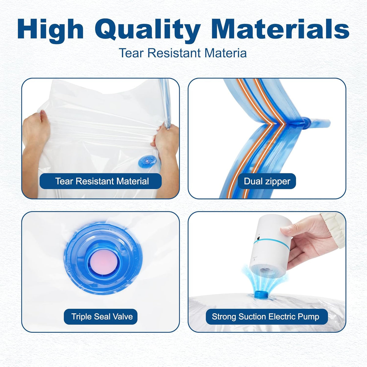HOUSE DAY 10 Small Vacuum Seal Bags For Clothing Travel, 80% Space Saving Travel Vacuum Bags with