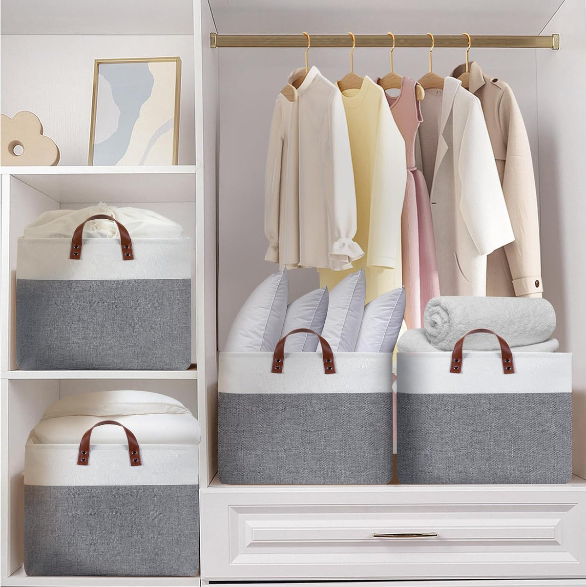 DULLEMELO Extra Large Storage Baskets for Organizing 22"x15"x13" Foldable Fabric Storage Baskets