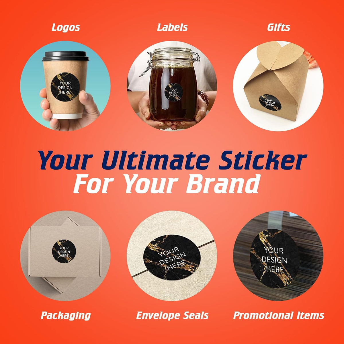 100 Custom Vinyl Stickers - Upload Your own Image, Text, Design, Logo - Personalized Logo Labels