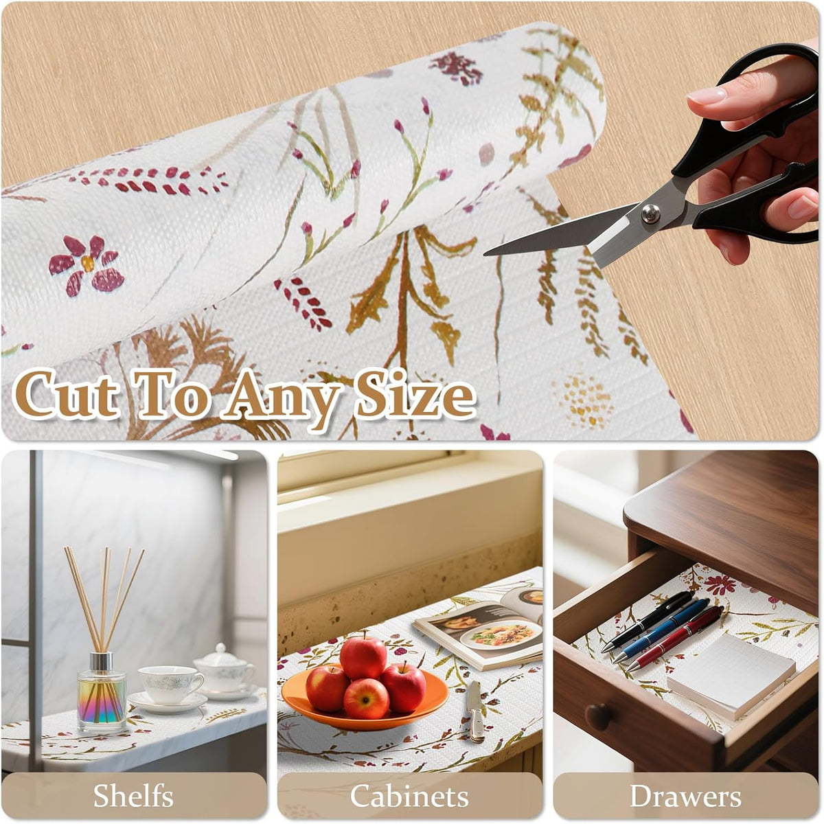 FINNEZ Shelf and Drawer Liner 12in x 10FT with Cutting Tool, Non Slip Non Adhesive Drawer Liners
