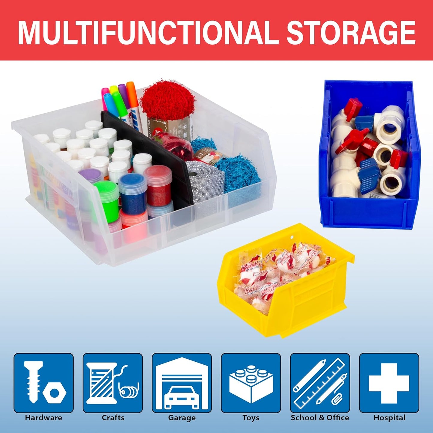 Akro-Mils 30235 AkroBins Plastic Storage Bins, Space-Saving Stackable Bins for Garage, Pantry