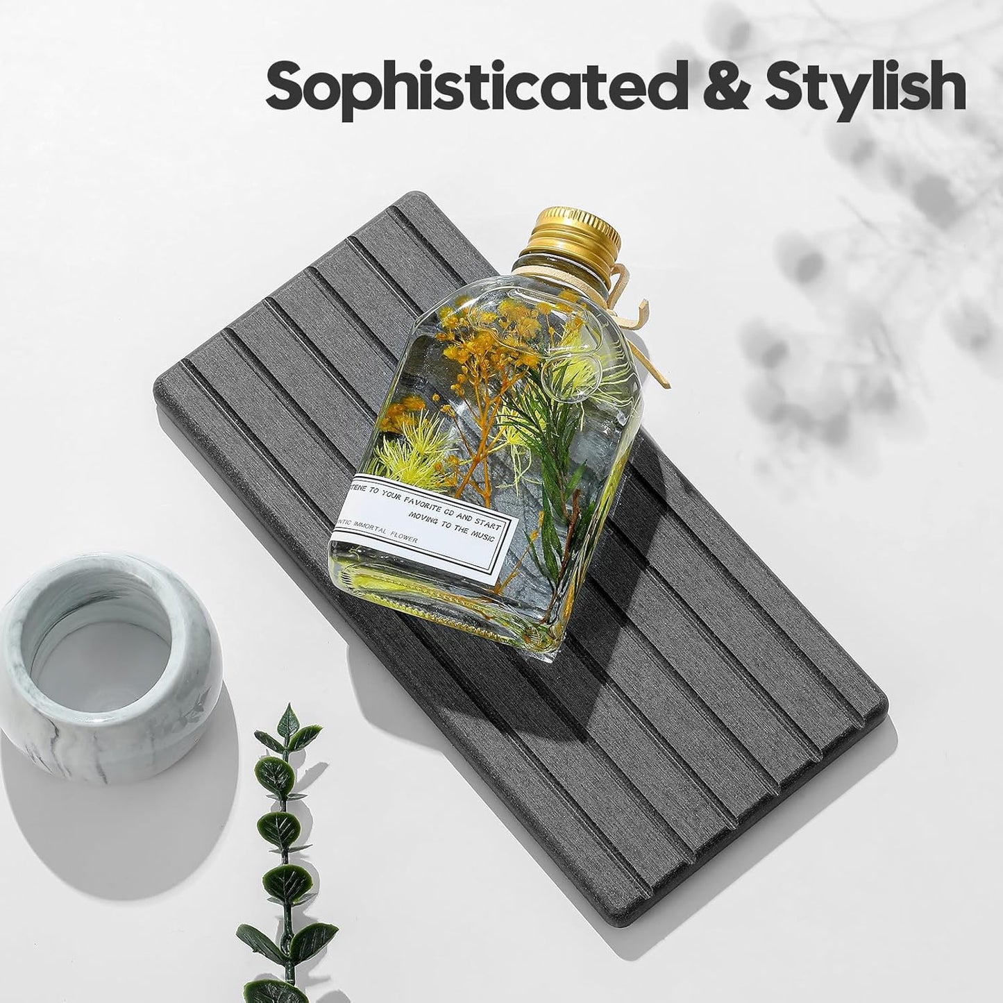 2PCS Diatomite Quick Stone Drying Tray Mat For Bathroom & Kitchen Counter, Instant Dry Water
