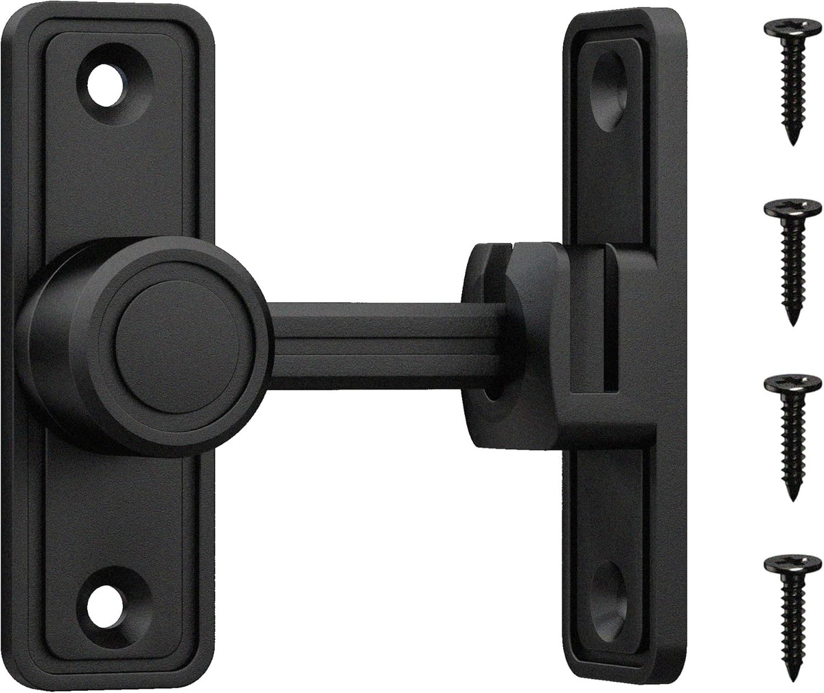Barn Door Privacy Latch, 90°/180° Swing Slide Lock, Zinc-Alloy, Adhesive or Screw Mount, Interior