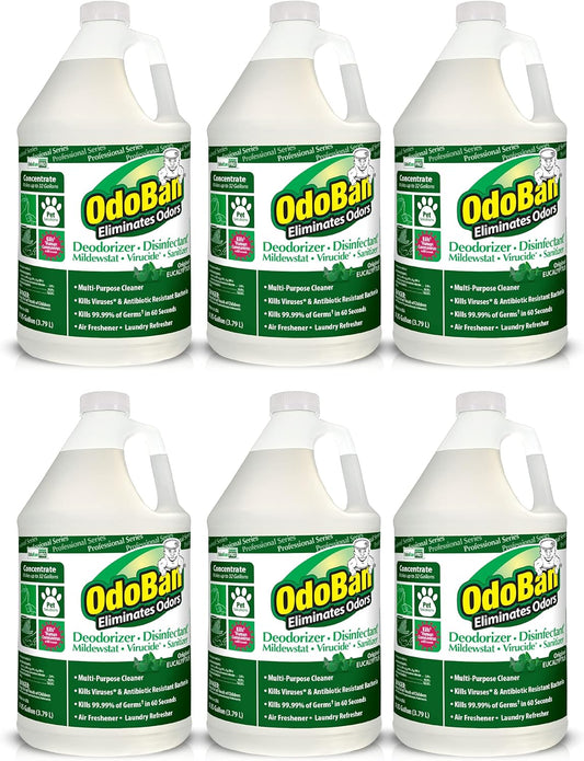 OdoBan Professional Disinfectant and Odor Eliminator Concentrate, 6-Pack, 1 Gallon Each, Original