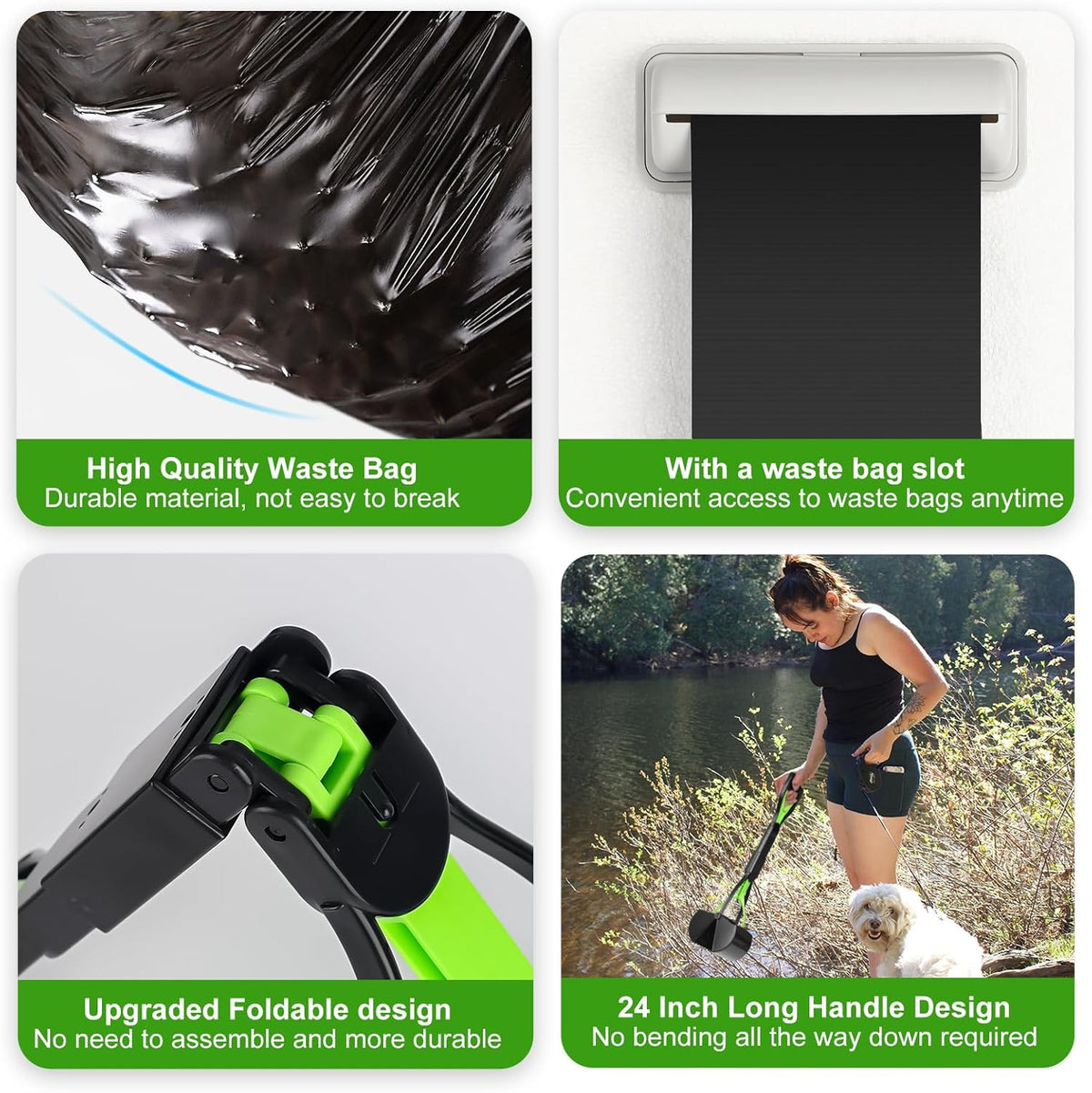 Dog Poop Trash Can Outside with Pooper Scooper and Metal Rake & Tray, 20L/5Gal Dog Waste Trash Can