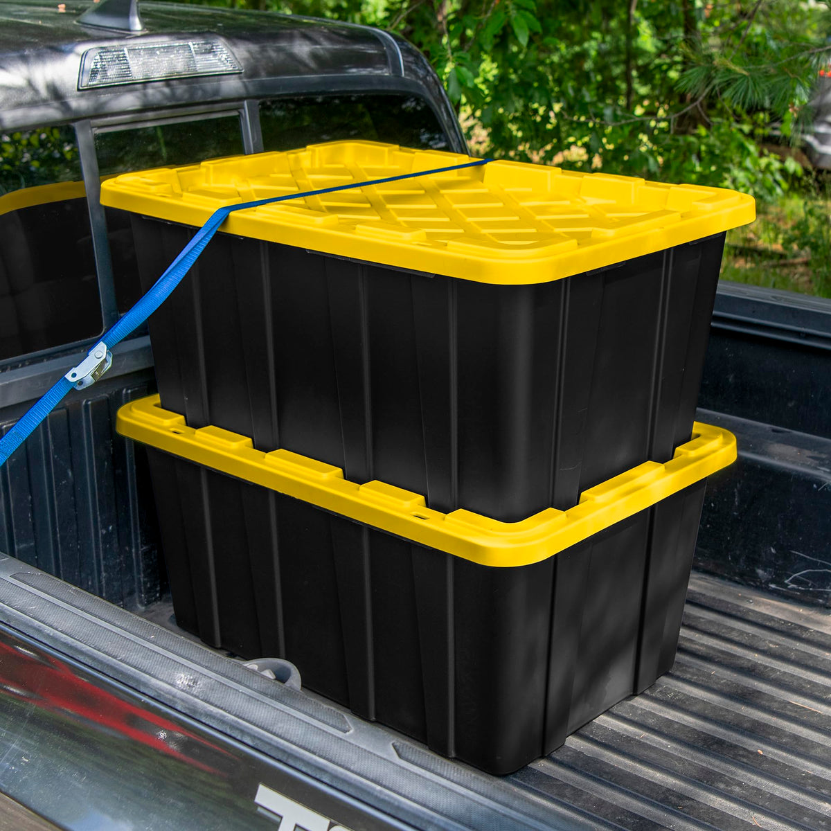 Sterilite 4-Pack Industrial Tote, Plastic Storage Container Bins with Lids, 38 Gallon - Heavy-Duty