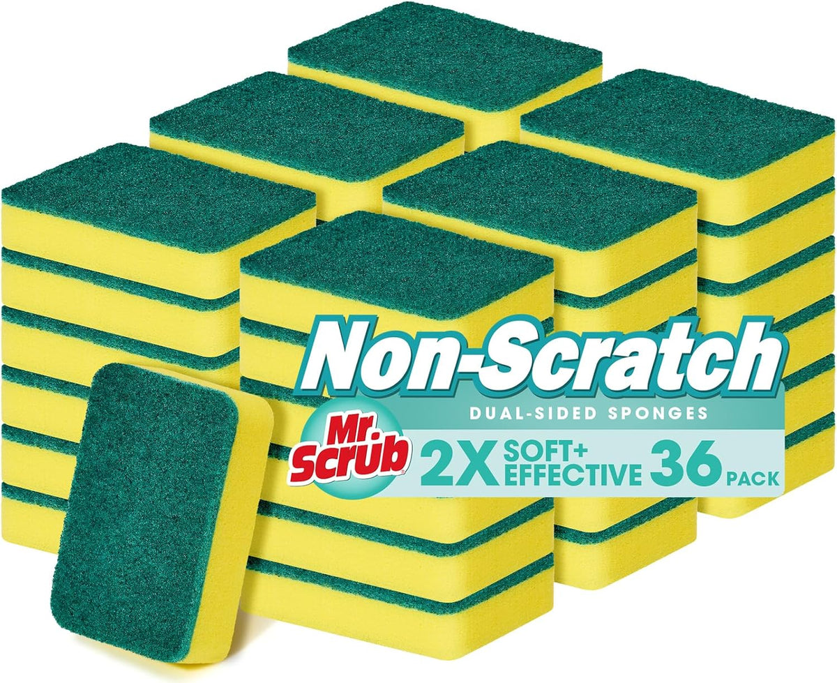 Sponges Kitchen Scrub Dish Sponge Scouring Pad, 36 Pack Cleaning Brush Scrubber Supplies for Soap