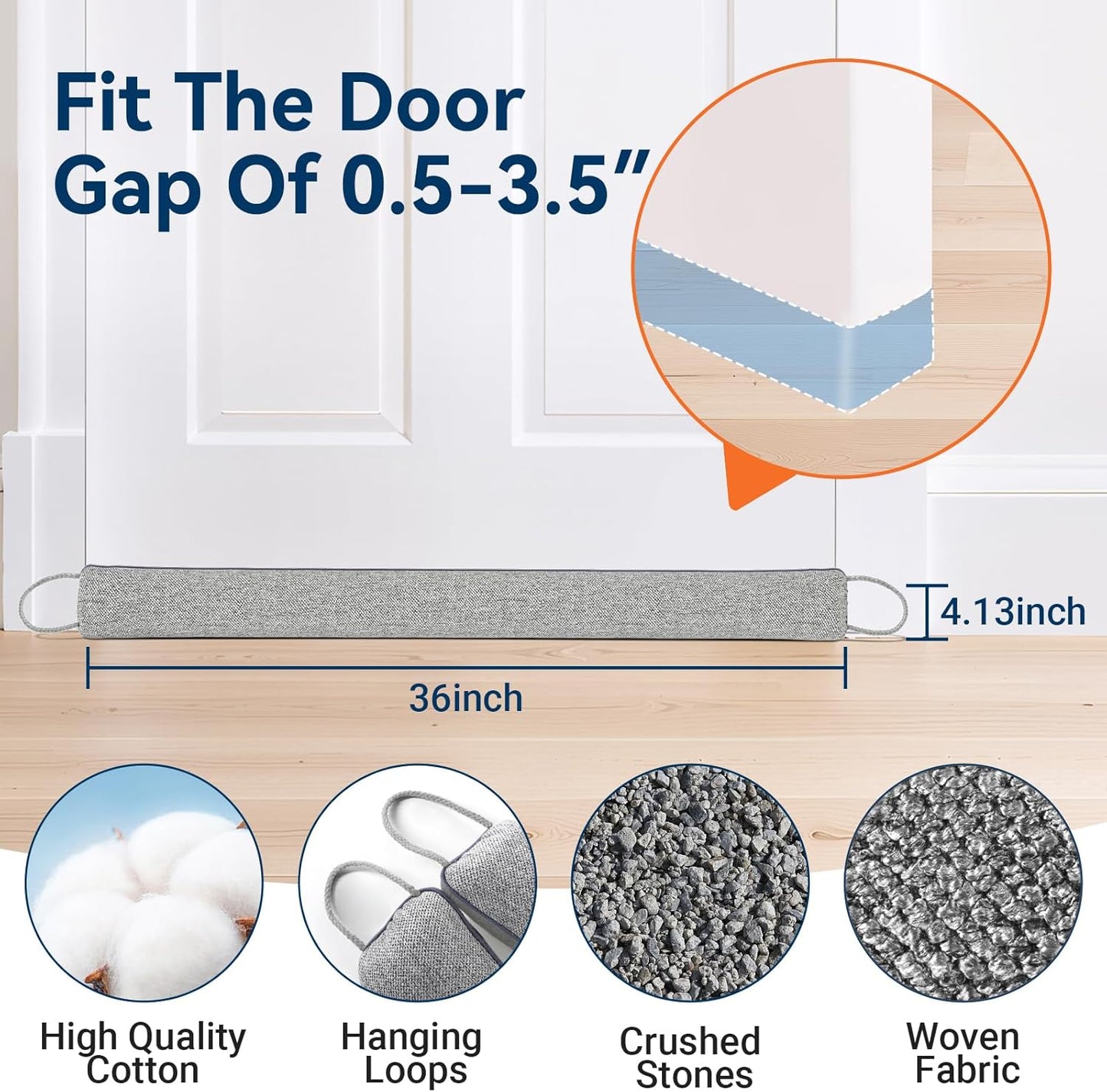 Door Draft Stopper for Bottom of Door, 36’’ Heavy Duty Under Door Draft Blocker Gap Filler, Door
