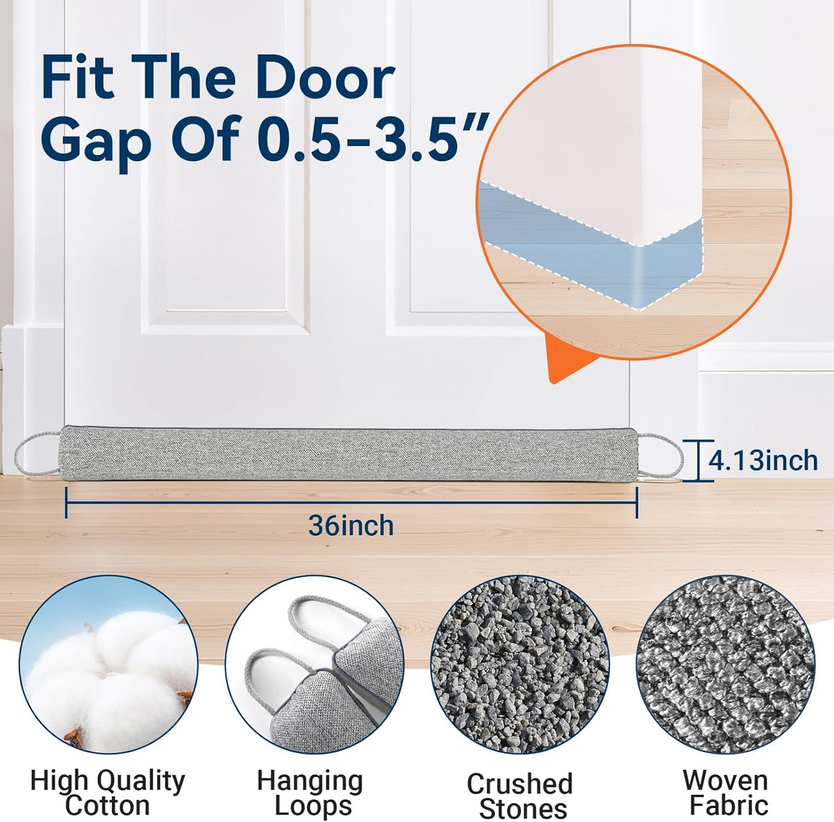 Door Draft Stopper for Bottom of Door, 36’’ Heavy Duty Under Door Draft Blocker Gap Filler, Door