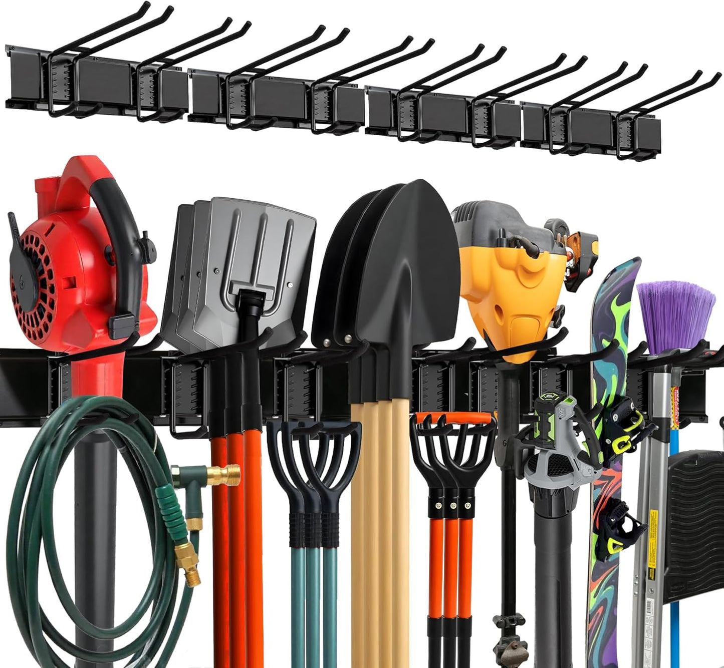 Garage Wall Organizer | 64" Heavy-Duty Tool Storage Rack | Adjustable Double-Layer Hooks | 400 lbs