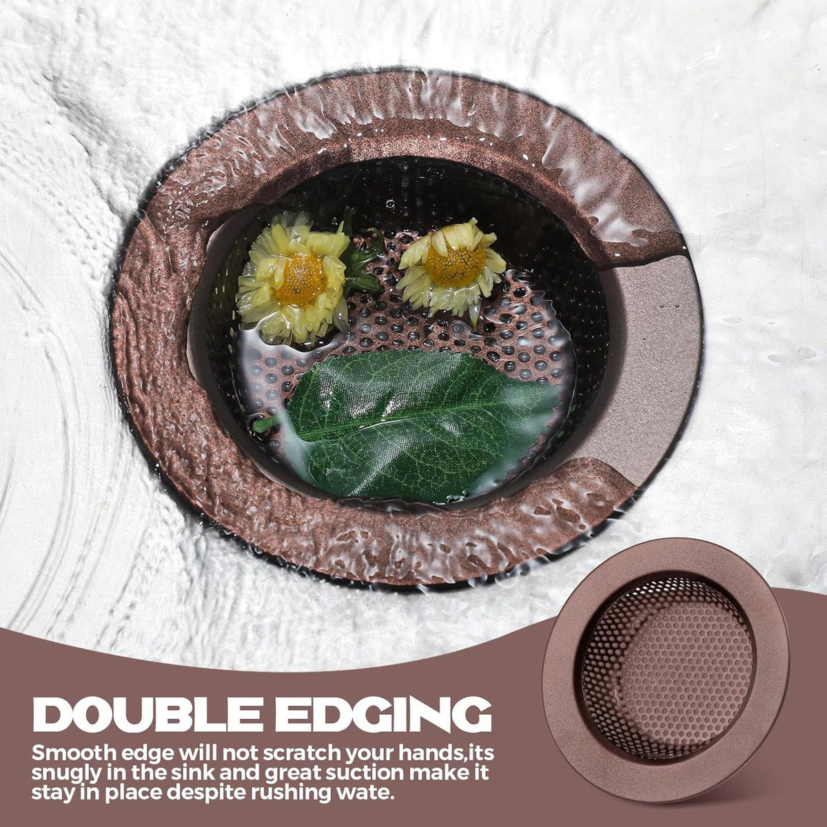 Retisee 2 Pcs Sink Strainer Stainless Steel Kitchen Sink Drain Strainer Basket Cover Mesh Hair Food