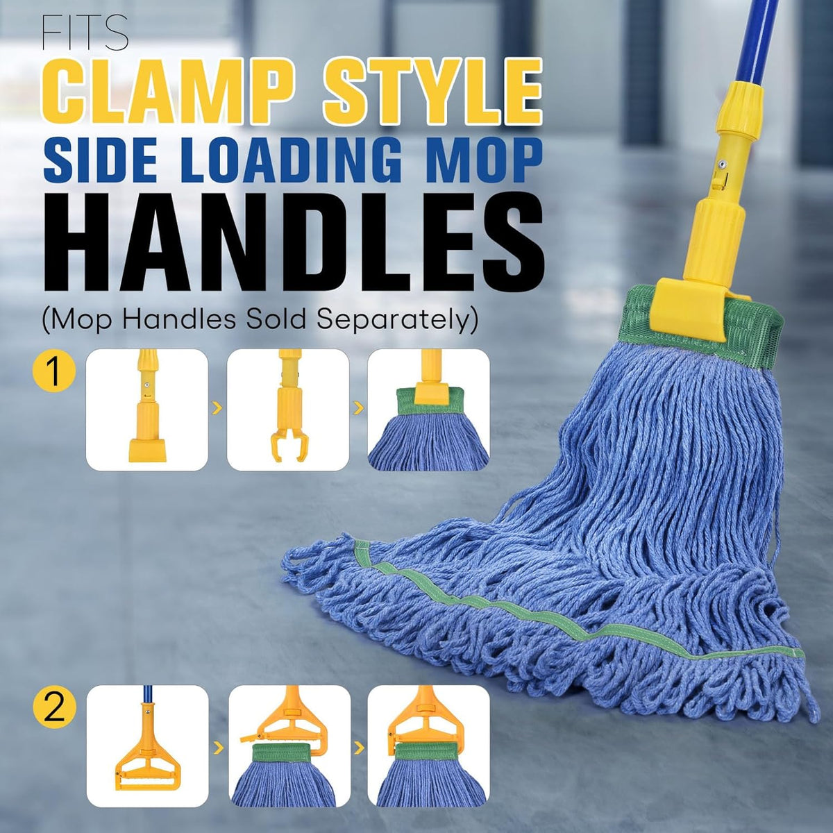 Matthew Cleaning Commercial Mop Head Replacement, 5 Inch Wide Headband, Looped End Cotton Blend