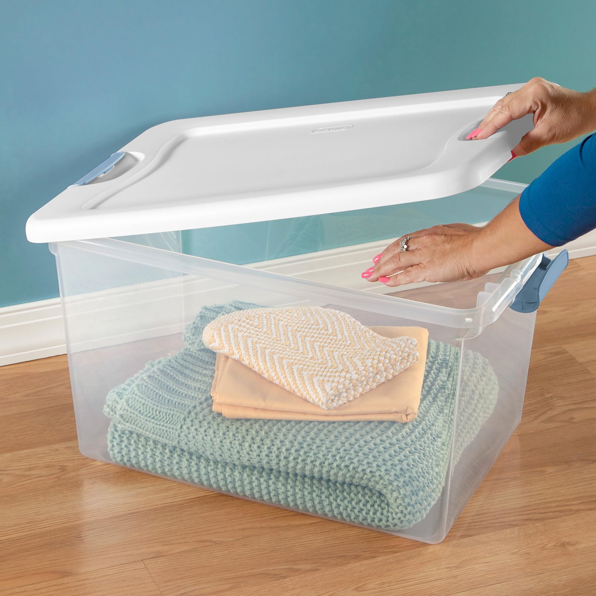 Sterilite Latching Box with Lids for Home and Office, 64 Quart, 4-Pack