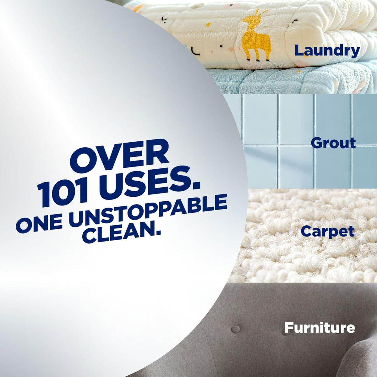 OxiClean Triple Action Free Versatile Stain Remover Powder, Use with Detergent, No Fragrance, No