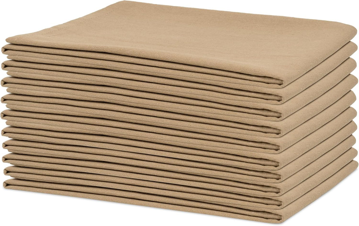 Organic Cotton Beige Flour Sack Towels - 10 Pack, 27"x27", Highly Absorbent Beige Tea Towels