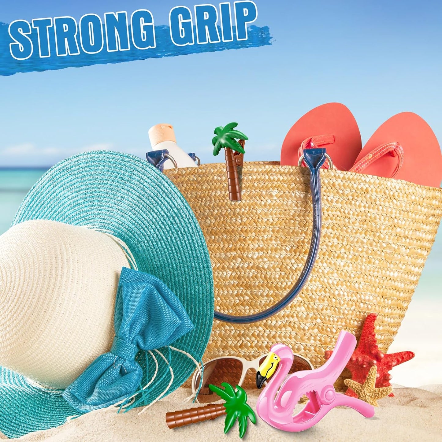4 Pieces Beach Towel Clip Jumbo Size Chair Clips Towel Holder Clothes Pegs Christmas Stocking Clamp