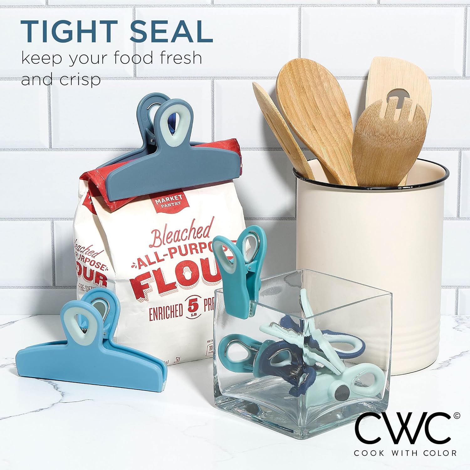 COOK WITH COLOR Bag Clips - Heavy Duty Chip Clip and Refrigerator Magnet Clips for Food Storage