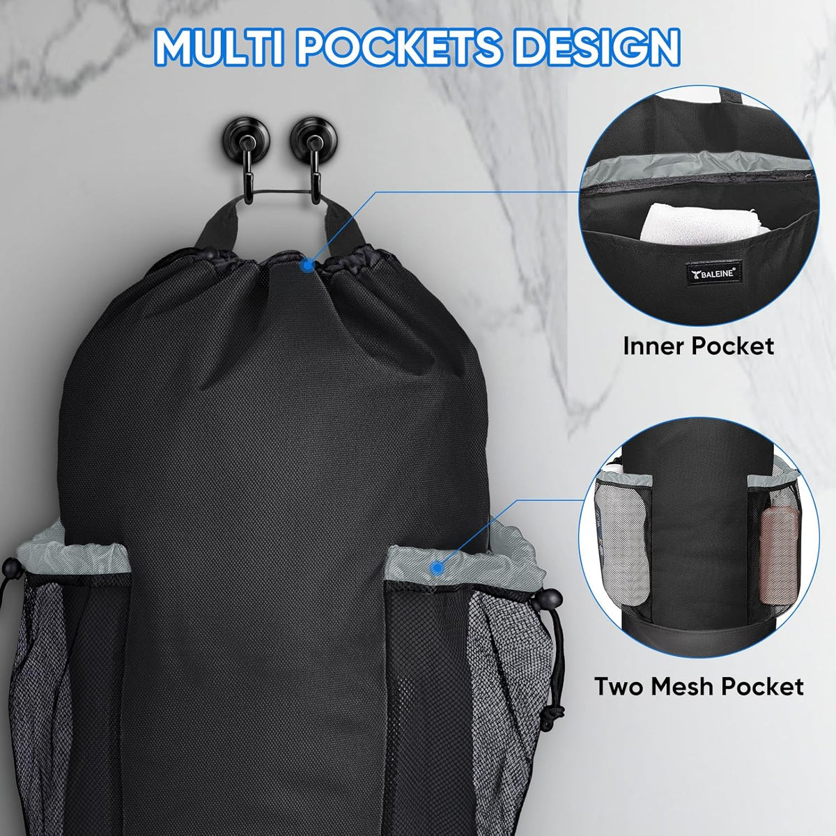BALEINE 120L Laundry Bag Backpack, 900D Oxford Fabric Large Travel Laundry Bags with Shoulder