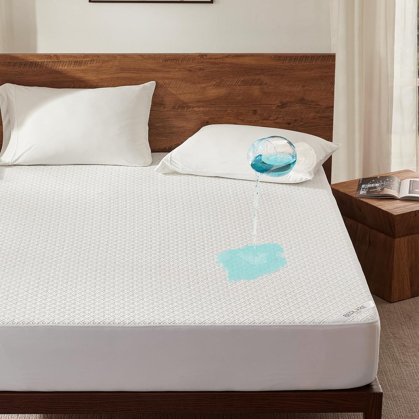 BEDLORE Queen Mattress Protector, Waterproof Noiseless Mattress Cover with Deep Pocket for 6-18