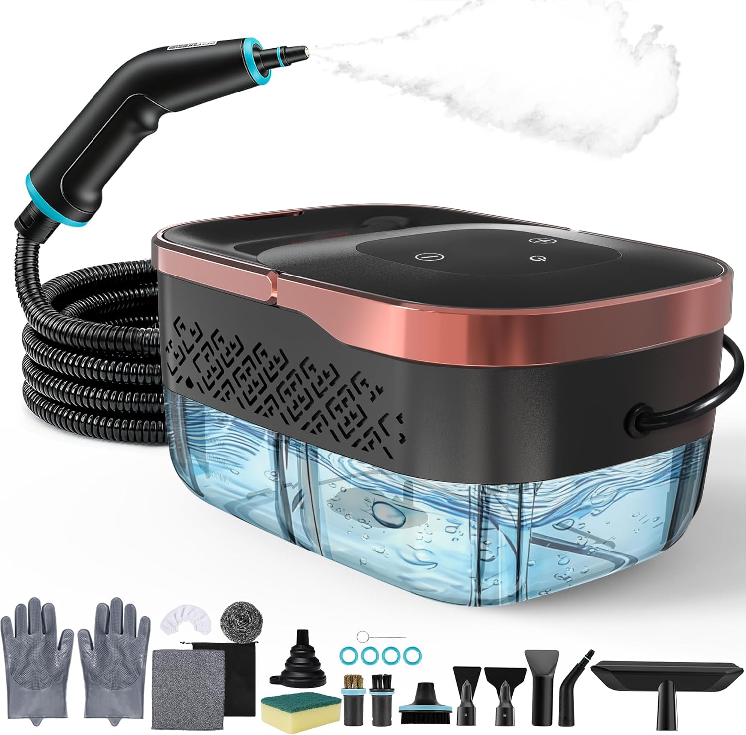 Steam Cleaner, 4 Bar High Pressure Steamer with 6-Level Adjustable, 15s Heat-Up, 42.7oz Large Tank