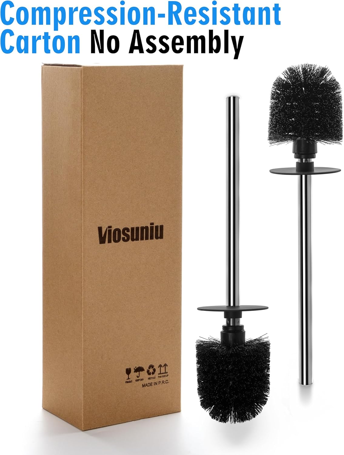 2 Pack Toilet Bowl Cleaning Brush Set for Bathroom, No Assembly and No Scratching Toilet Bowl, 304