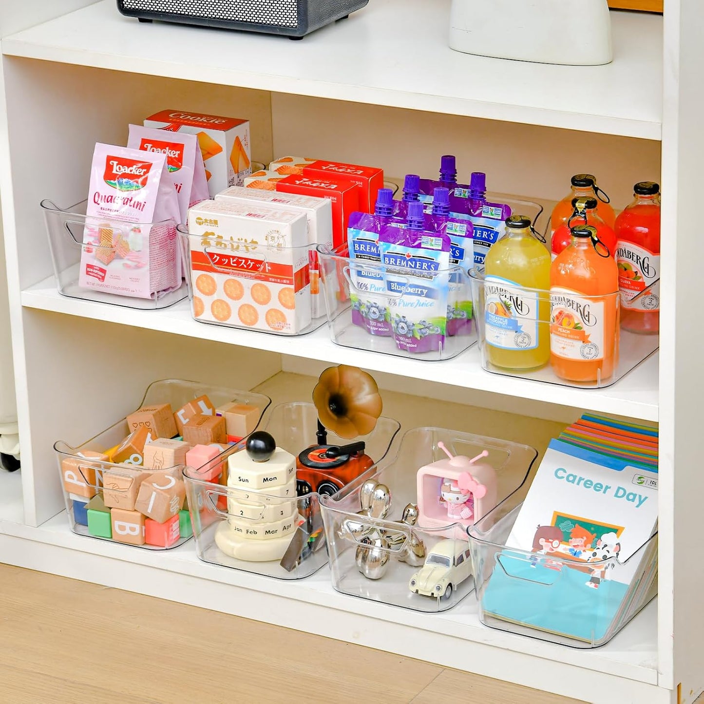 12 Pack Clear Plastic Storage Bins, Pantry Organizers and Storage, Clear Pantry Organizer Bins