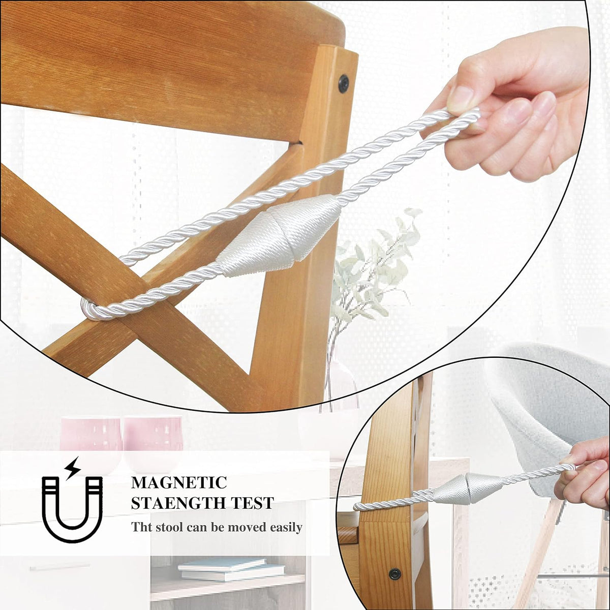 4 Pack Magnetic Curtain Tiebacks Rope Modern Handmade Curtain Tie Backs Decorative Drapes Weave