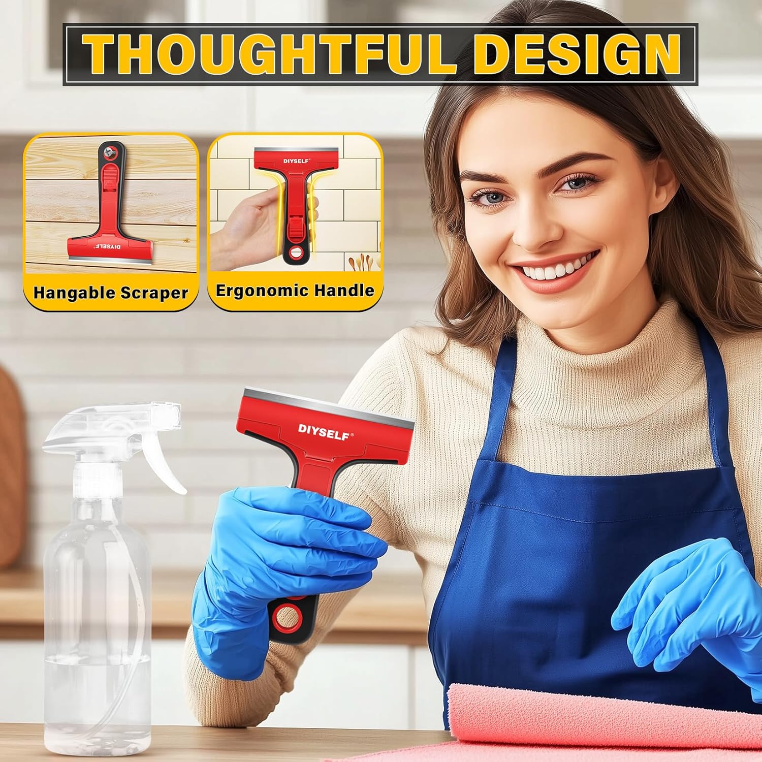 DIYSELF Razor Blade Scraper, 1 Pack Scraper Tool with 10pcs 4-Inch Blades, Razor Scraper for