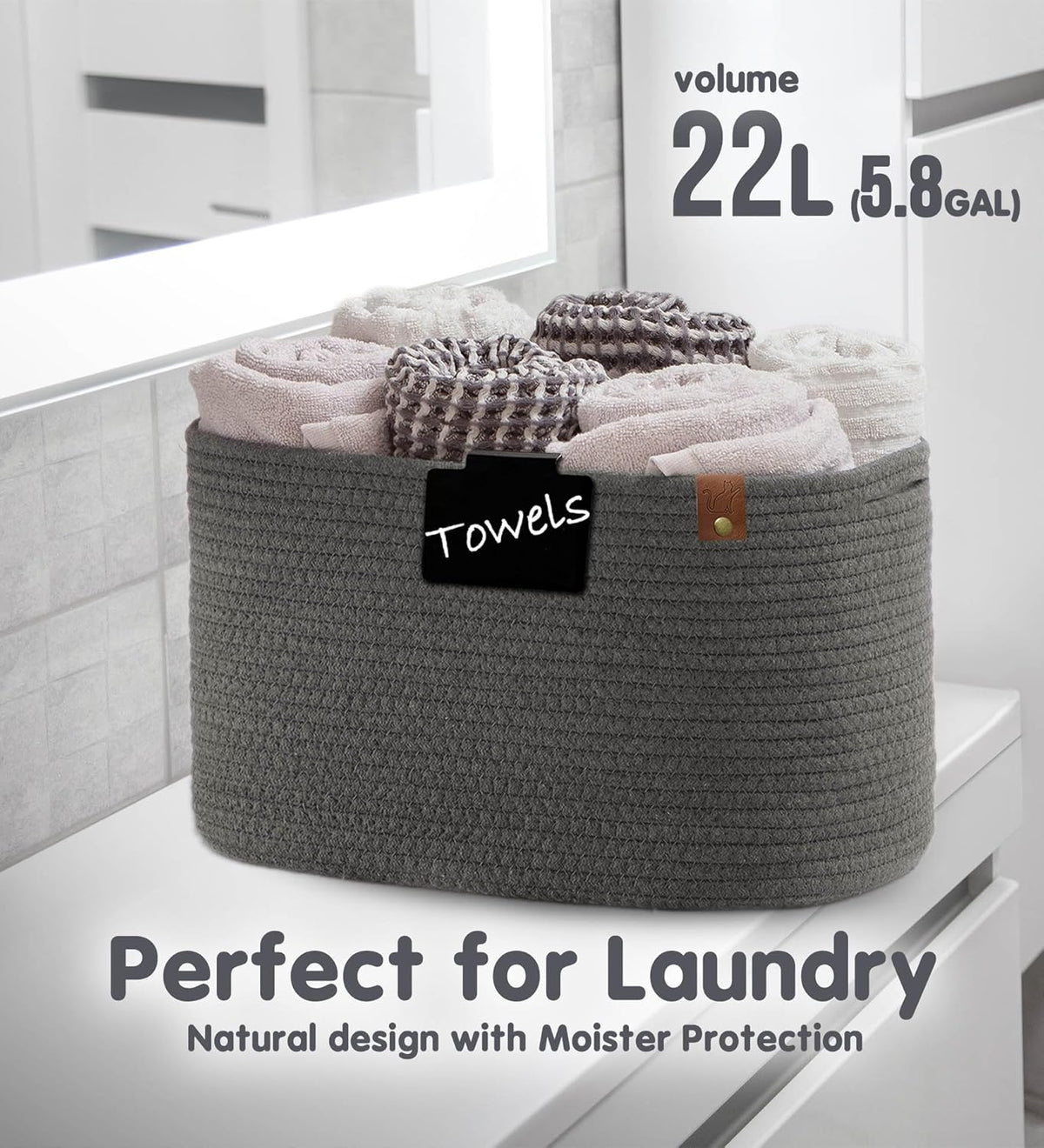 CHAT BLANC Cotton Rope Baskets for Organizing | Storage Baskets for Shelves | Rope Basket for
