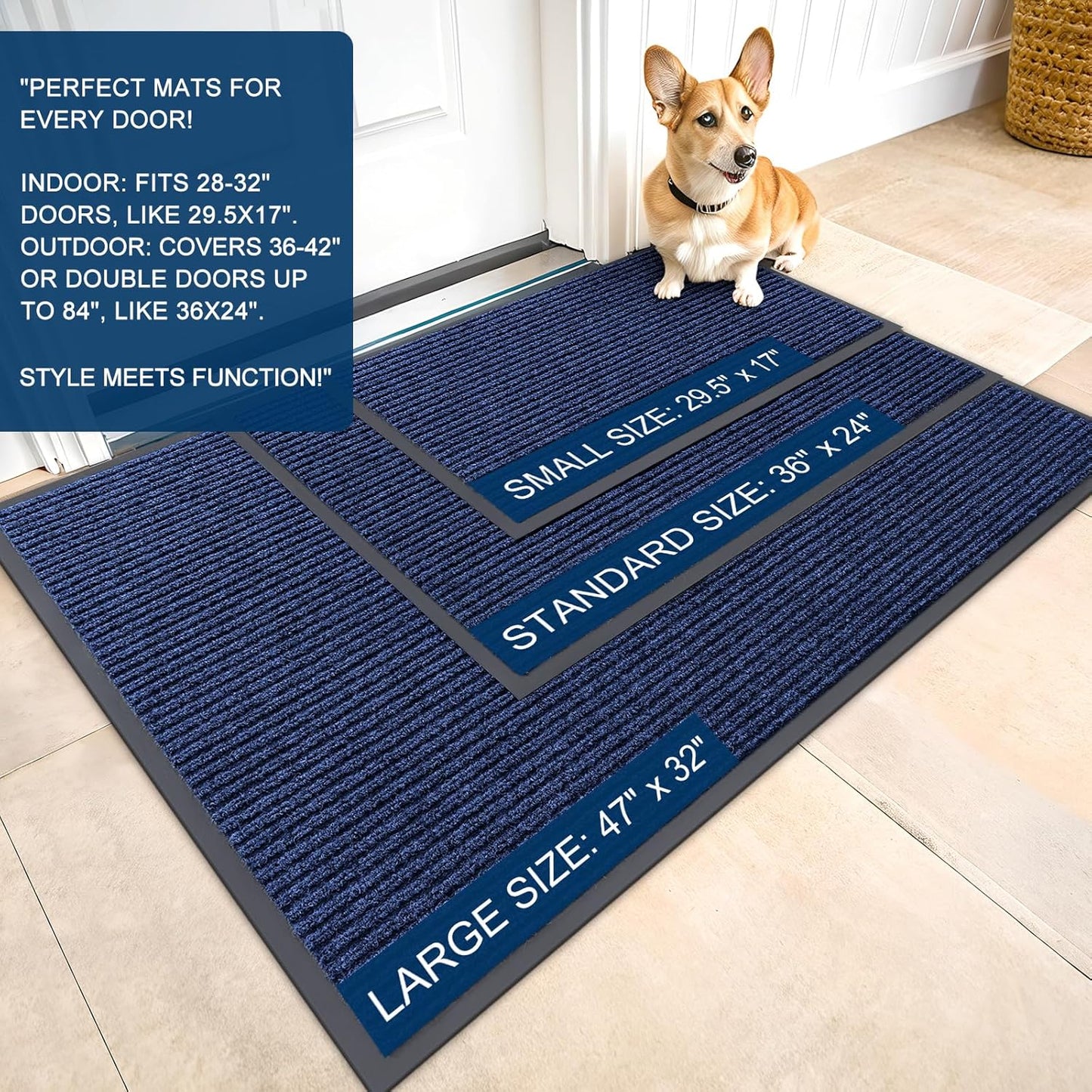 OLANLY Front Door Mat Indoor Outdoor Entrance, Waterproof Heavy Duty Doormat, Fade Resistant, Low