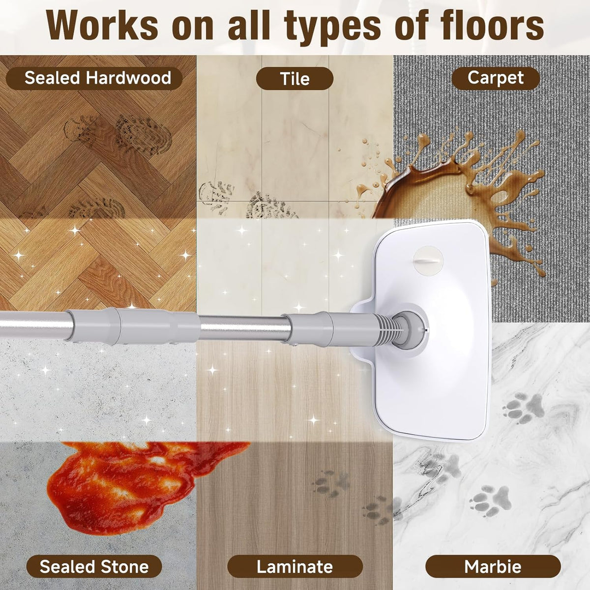 Steam Mop, 13-in-1 Powerful Handheld Steam Cleaner with 13 Accessories, 500ML Removable Tank, 23FT