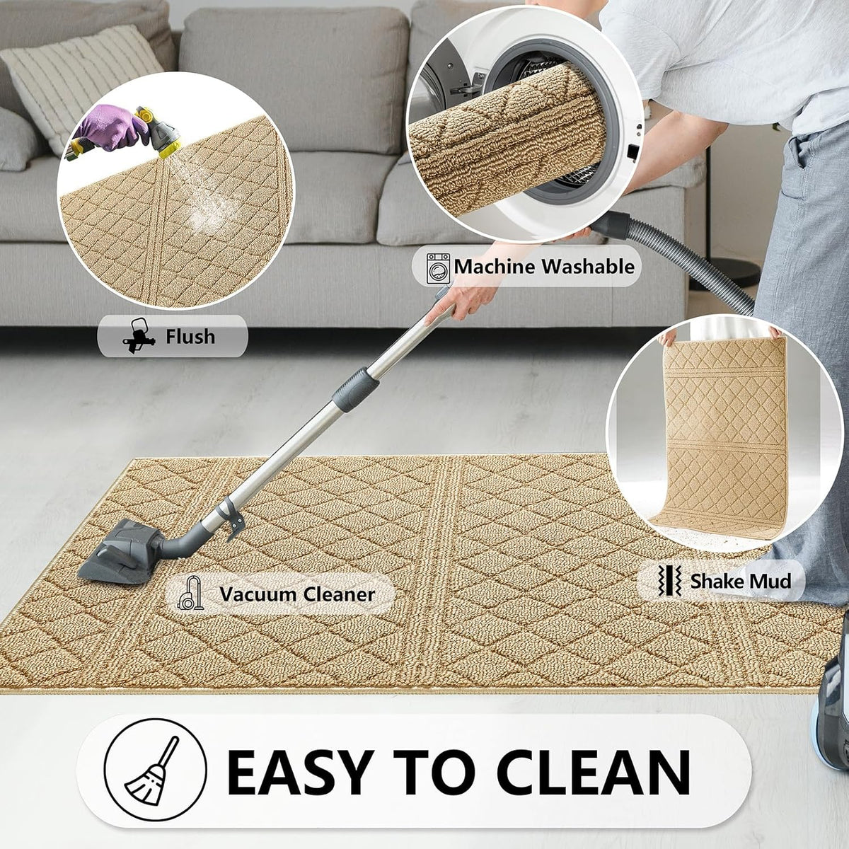 REFETONE Indoor Doormat, Front Back Door Mat 20"x32" Absorbent Rubber Backing Non Slip Door Mats