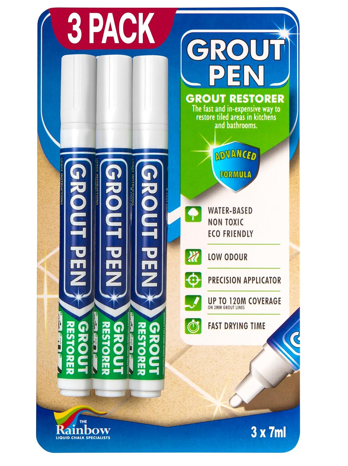 Grout Pen White Tile Grout Paint: Waterproof Grout Paint Pen, Whitener and Grout Sealer Marker for