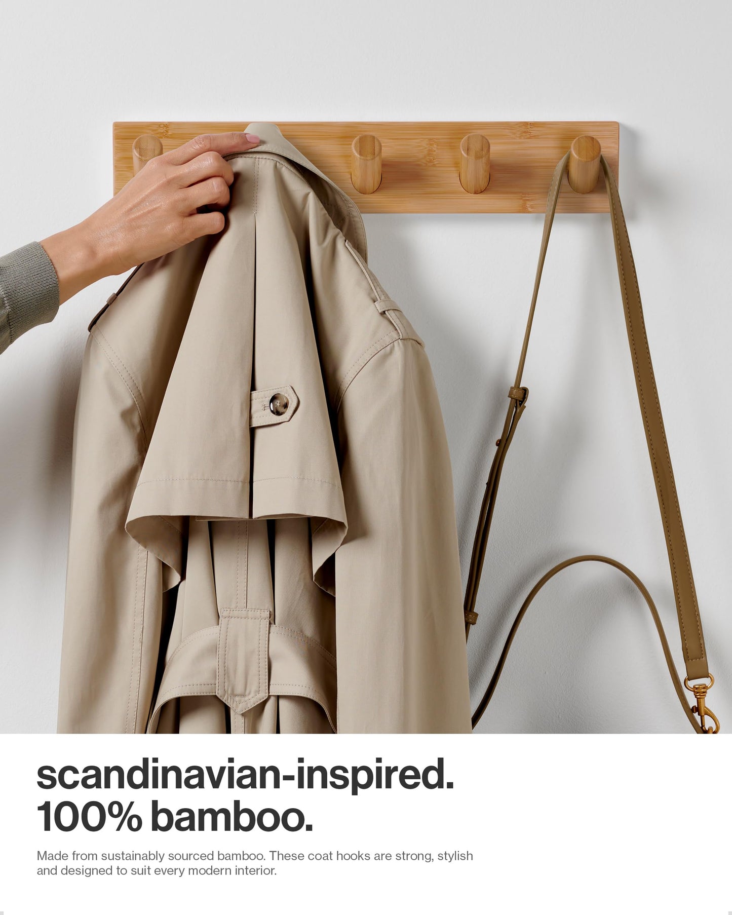 LARHN Wall Mounted Coat Rack with 5 Heavy-Duty 1" Diameter Hooks (2-Pack)