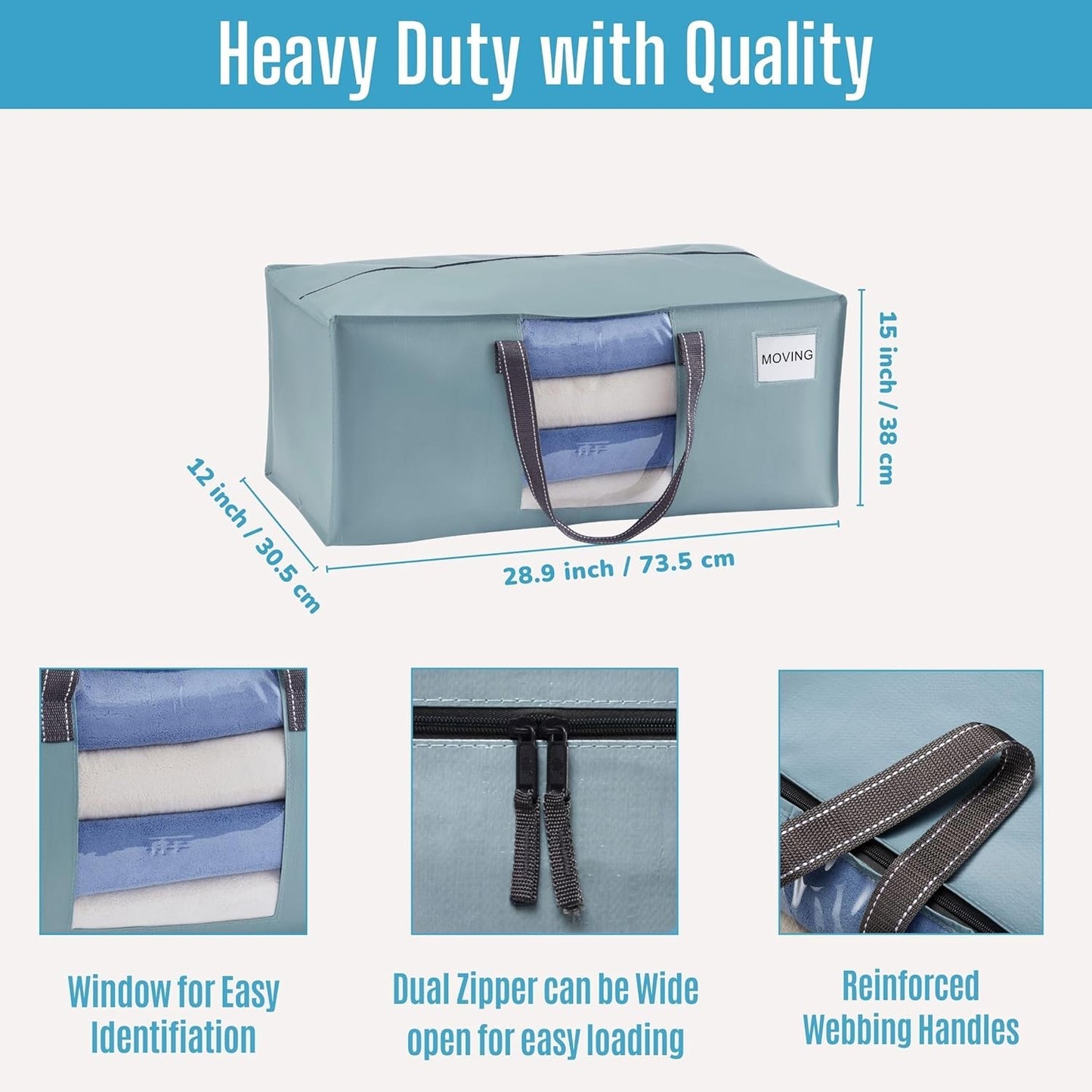 VENO 6 Pack Moving Bags for College, Heavy-Duty Storage Totes, Moving Boxes and Wardrobe Packing
