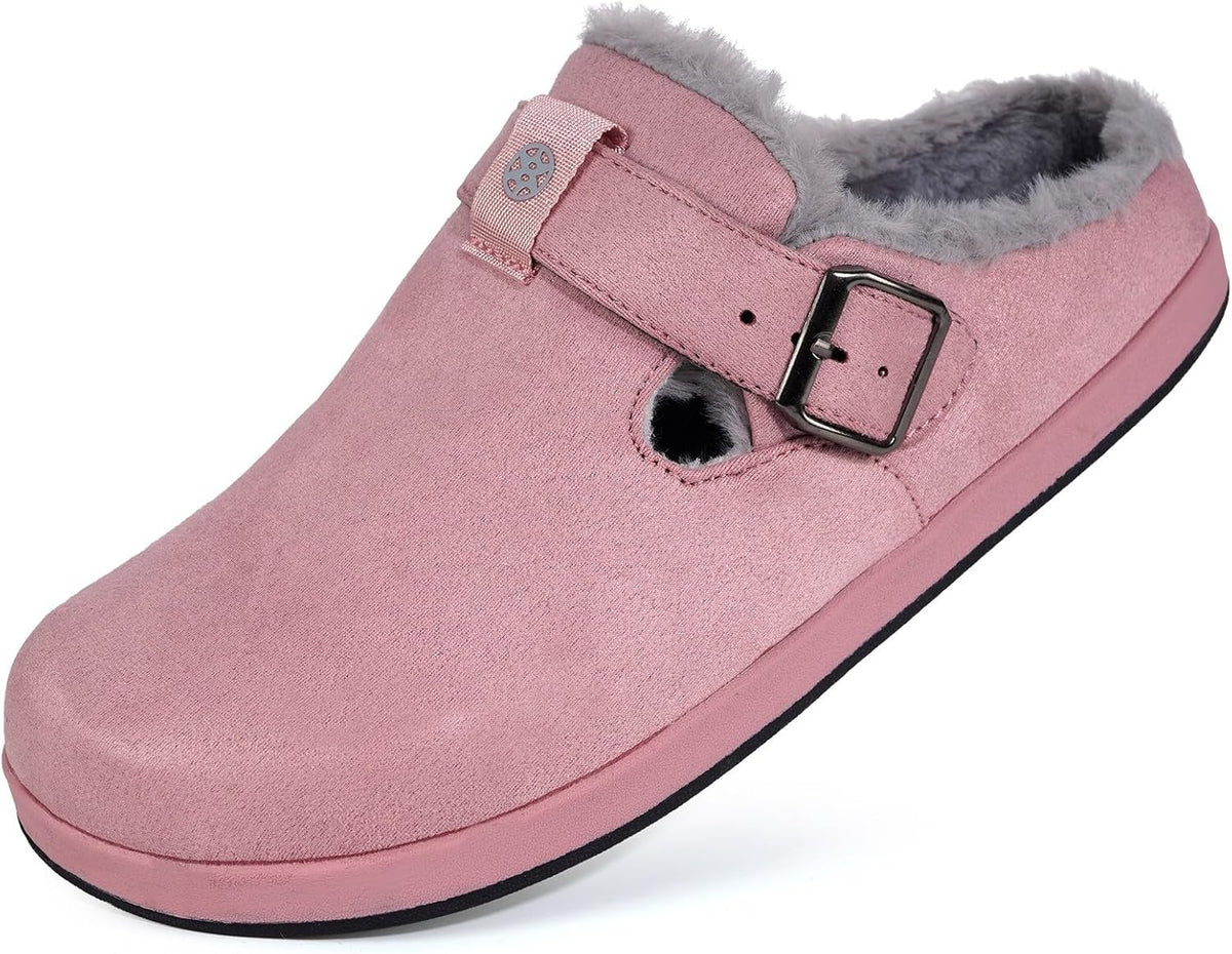 Fur Lined Clogs for Women Men Suede Winter Slippers Arch Support Slip on Mules Potato Shoes with