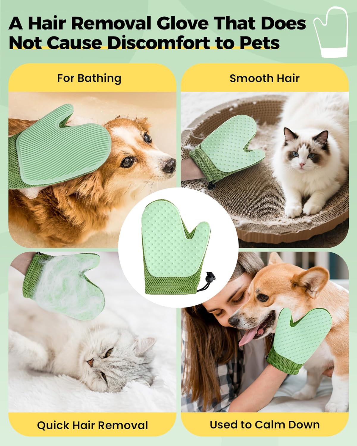 Carpet Rake for Pet Hair Removal Tool - 4 in 1 Pet Hair Remover Kit for Dog Cat Fur Remover