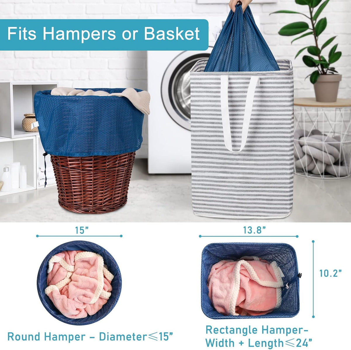 Polecasa Heavy Duty Large Mesh Laundry Bags with ID Tag and Locking Drawstring Closure - 2 Pack, 24