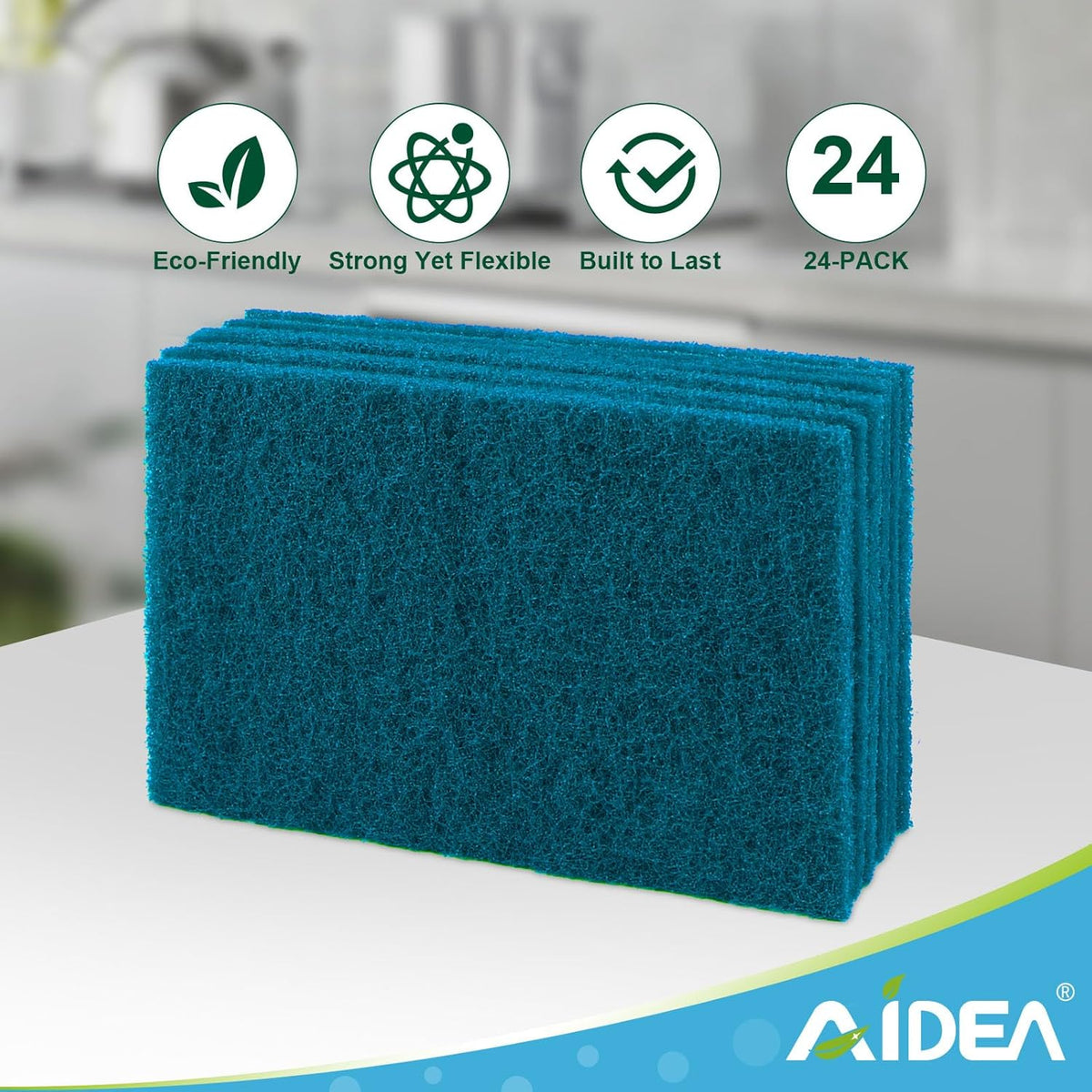 AIDEA Non-Scratch Scouring Pads, Dish Scrubber Pads for Household and Kitchen, Multipurpose Scour