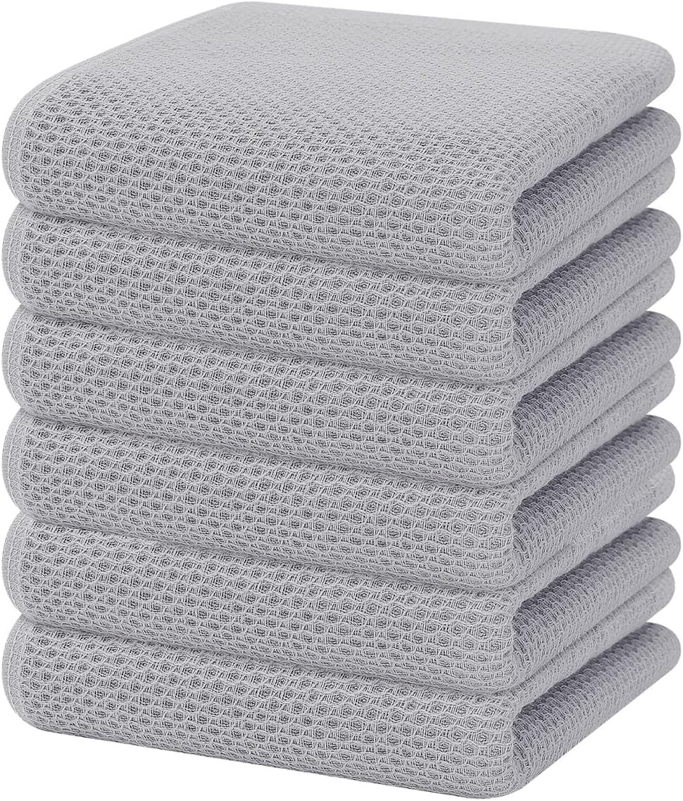 Homaxy 100% Cotton Waffle Weave Kitchen Dish Towels, Ultra Soft Absorbent Quick Drying Cleaning