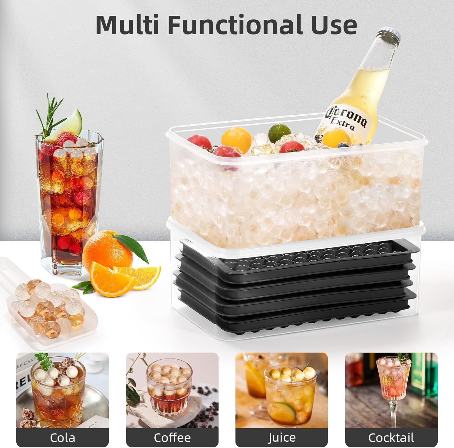 WIBIMEN Mini Ice Cube Trays, Small Tiny Round Pebble Crushed Nugget Ice Trays for Freezer with Lid