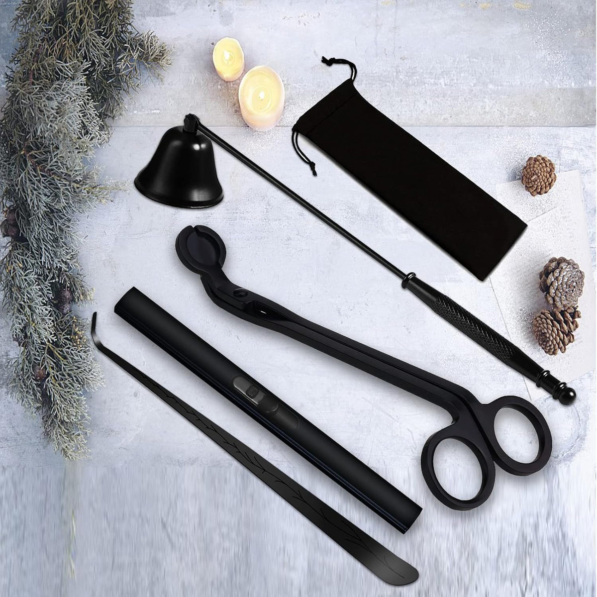 4IN1 Candle Accessory Set, Rechargeable Candle Lighter, Candle Wick Trimmer Cutter, Candle Snuffer