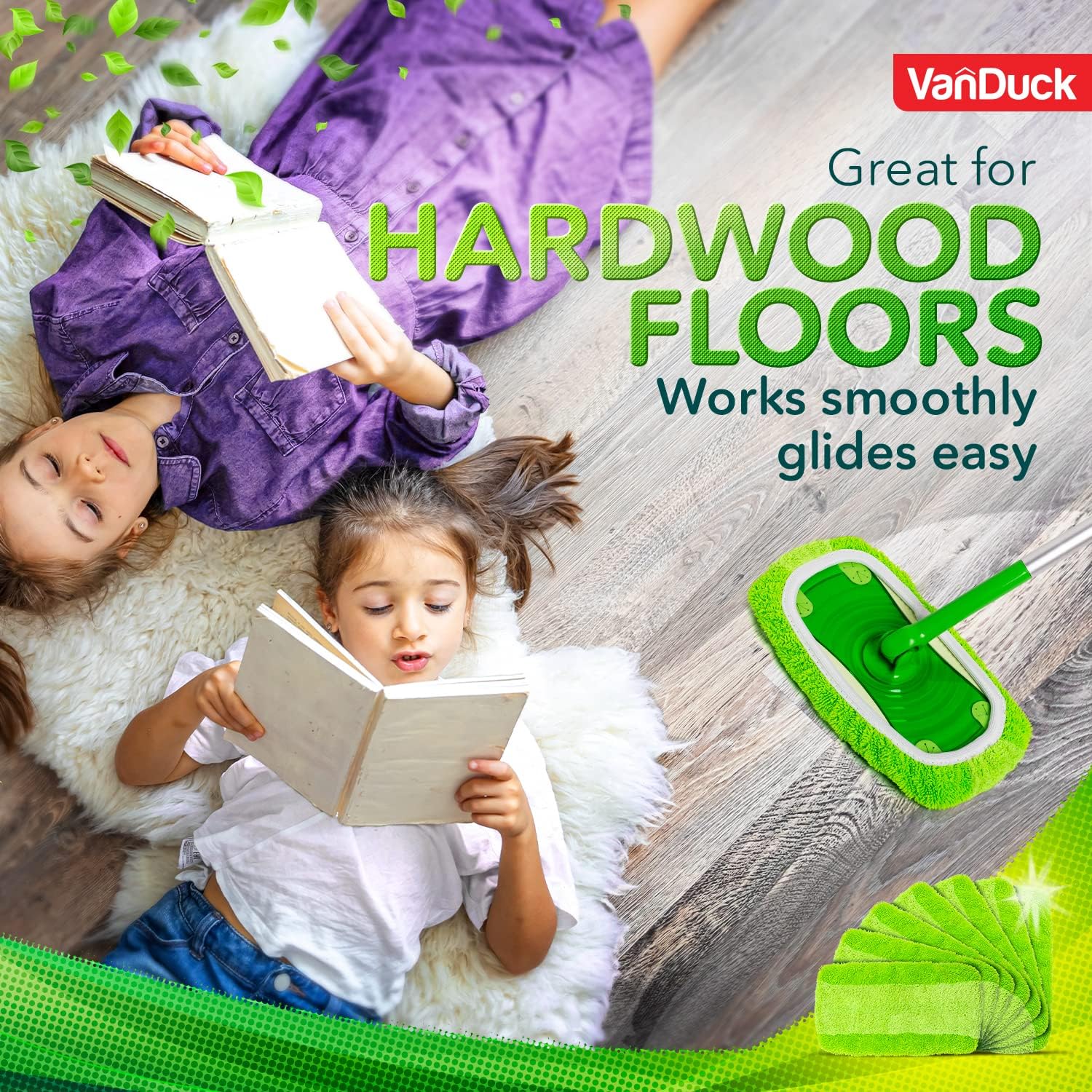 VanDuck Reusable Mop Pads Compatible with Swiffer Sweeper (2-Pack) - Washable Microfiber Mop Pads
