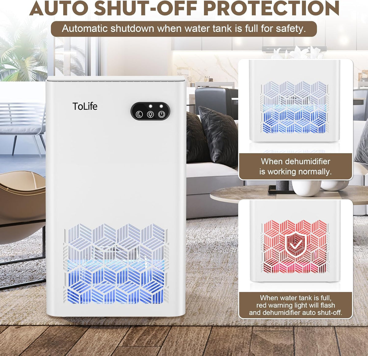 ToLife Dehumidifier for Home, 1000 sq.ft Dehumidifiers for Basement Bedroom Bathroom with 95 OZ