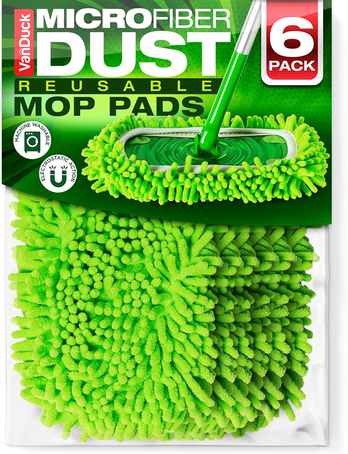 VanDuck Dust Mop Refill Compatible with Swiffer Sweeper (6 Pack) - Microfiber Pet Heavy Duty Dry