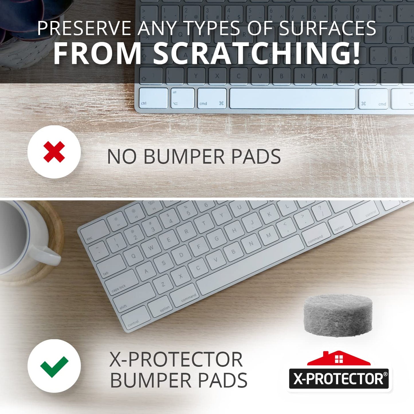 Cabinet Door Bumpers X-Protector 100 PCS – Small Felt Pads 3/8” – Ideal Grey Felt Bumpers