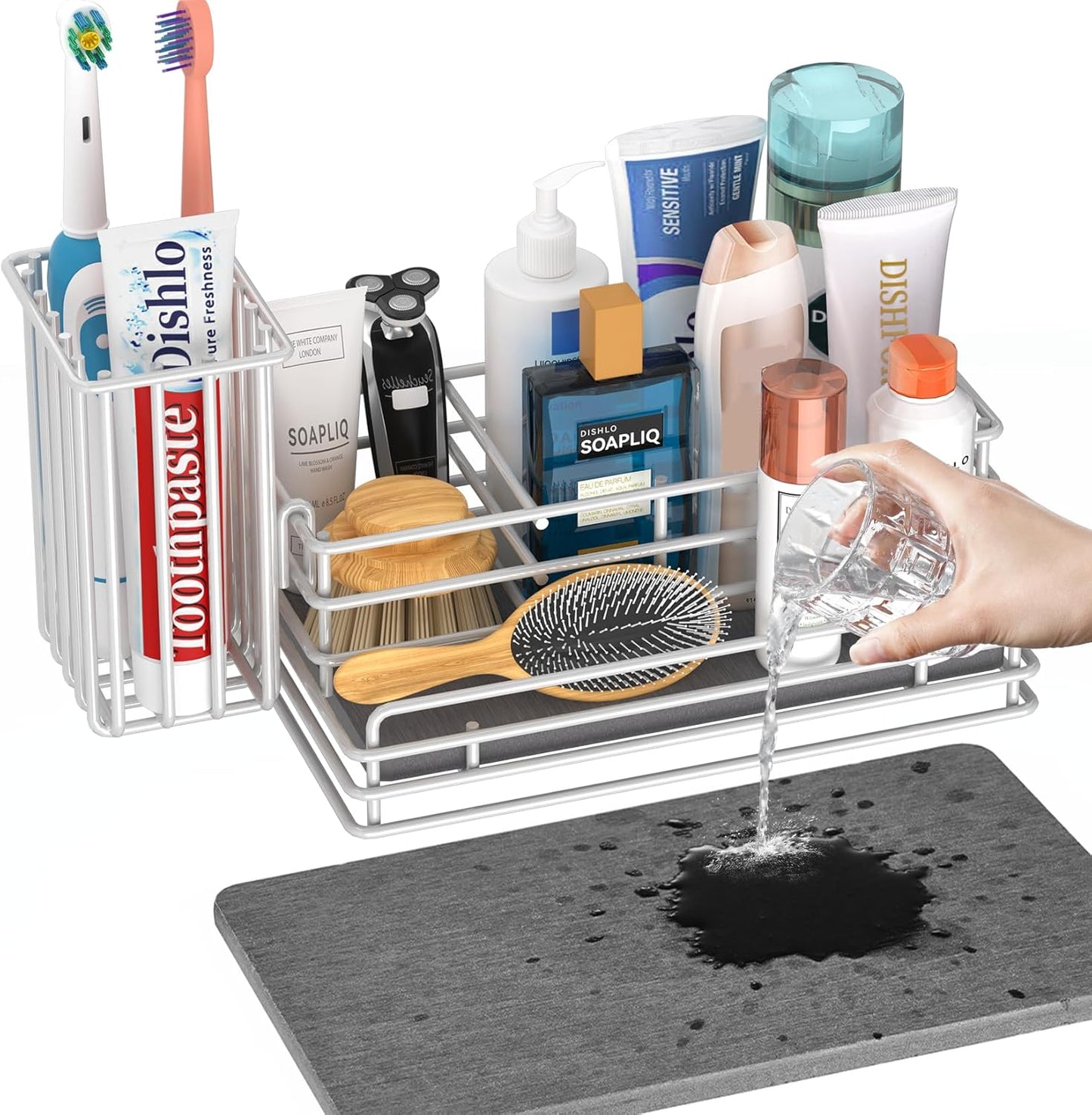 Yofidra Sponge Holder for Kitchen Sink Organizer Caddy: Sink Sponge with Instant Drying Stone