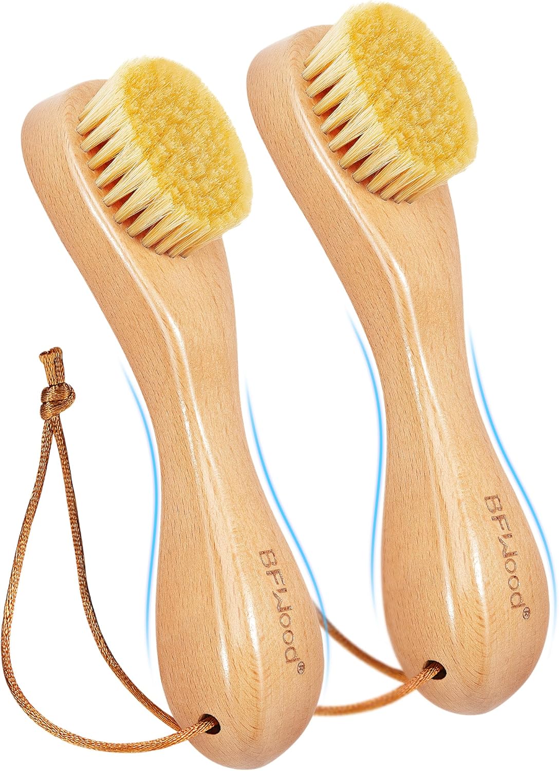 BFWood 2PCS Laundry Stain Brush - Natural Soft Boar Bristles, Removes Tough Stains from Delicate