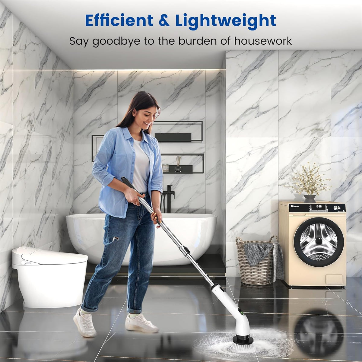 Electric Spin Scrubber, Full-Body IPX7 Waterproof Cordless Shower Scrubber with 8 Replaceable