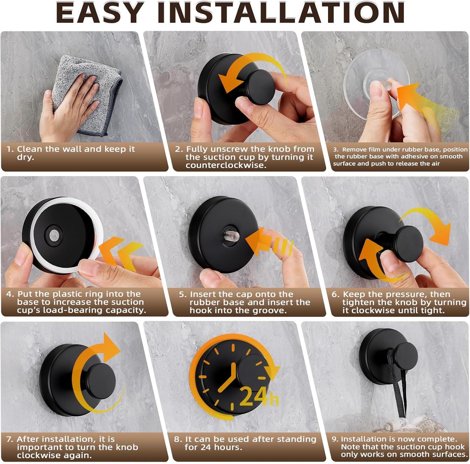 Reusable Heavy Duty Suction Cup Hooks for Kitchen/Bathroom/Shower - Wet-Proof Hooks for Towels